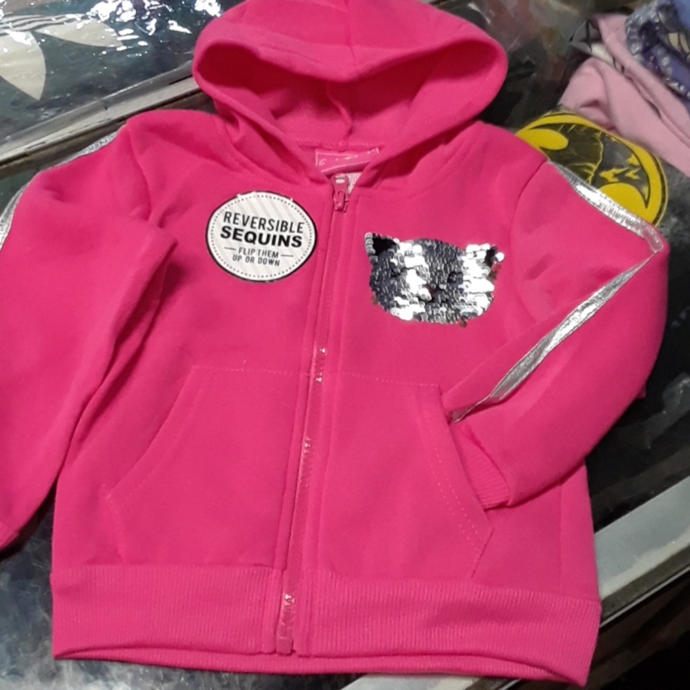 Hoodie with zipper two pockets pink
